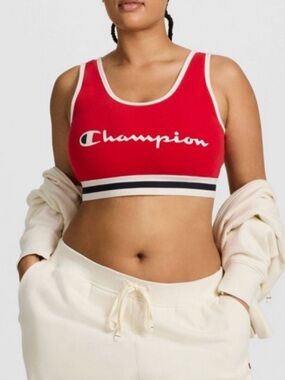 1X Champion - Red Sports Bralette with White Trim